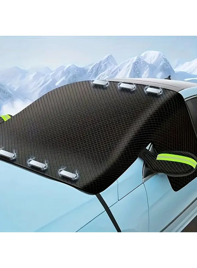 Green Magnetic Windshield Snow Cover Protector With Elastic Edges For All Vehicles - Image 5
